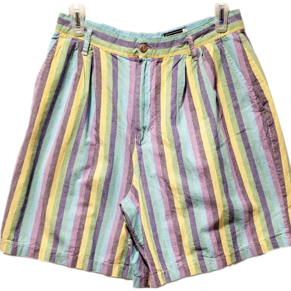 Pastel Stripe Vintage Women's Shorts Size 10 Essentials Sport Loafers Retro